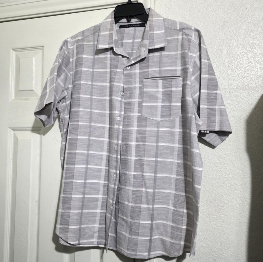 ❣️SALE❣️ Sean John Longsleeve Silver and White Dress Shirt | XL